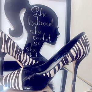 White House Black Market Zebra Striped Stilettos